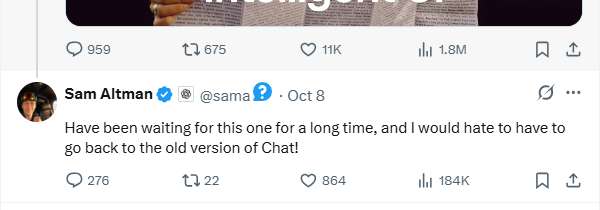 The blue Whodis badge beside Sam Altman's handle after a note is saved.