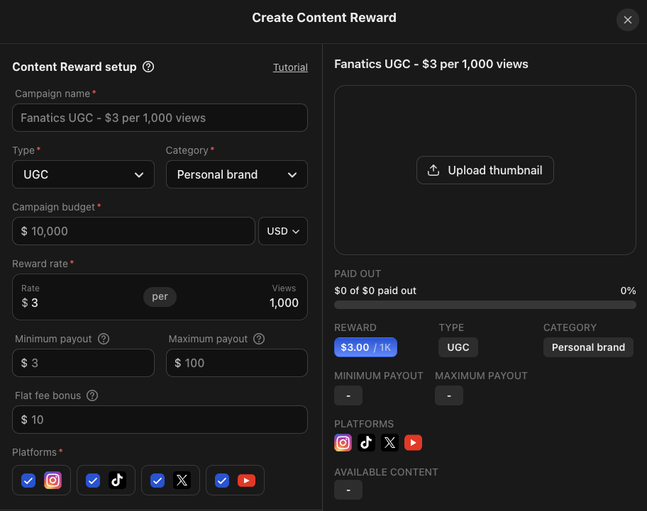 Configure Content Rewards