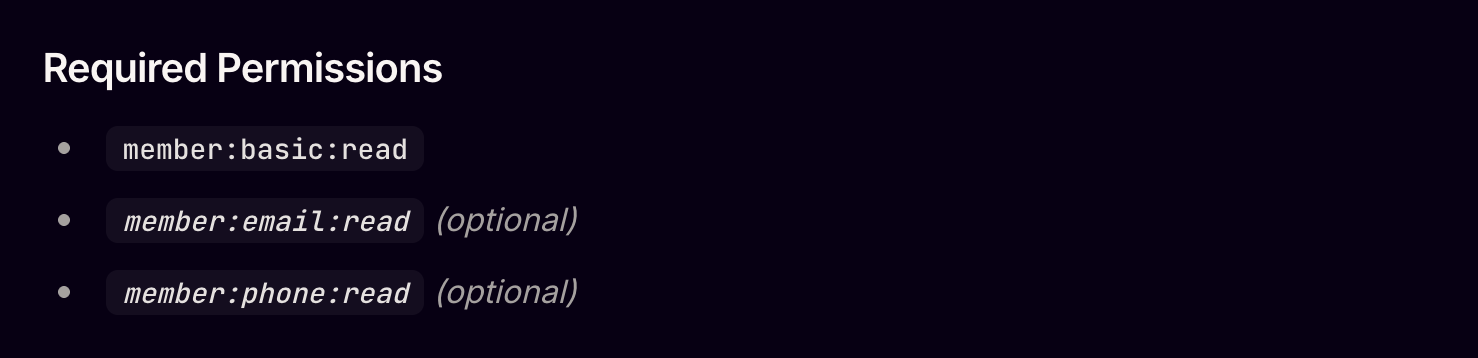 SDK Reference Permissions