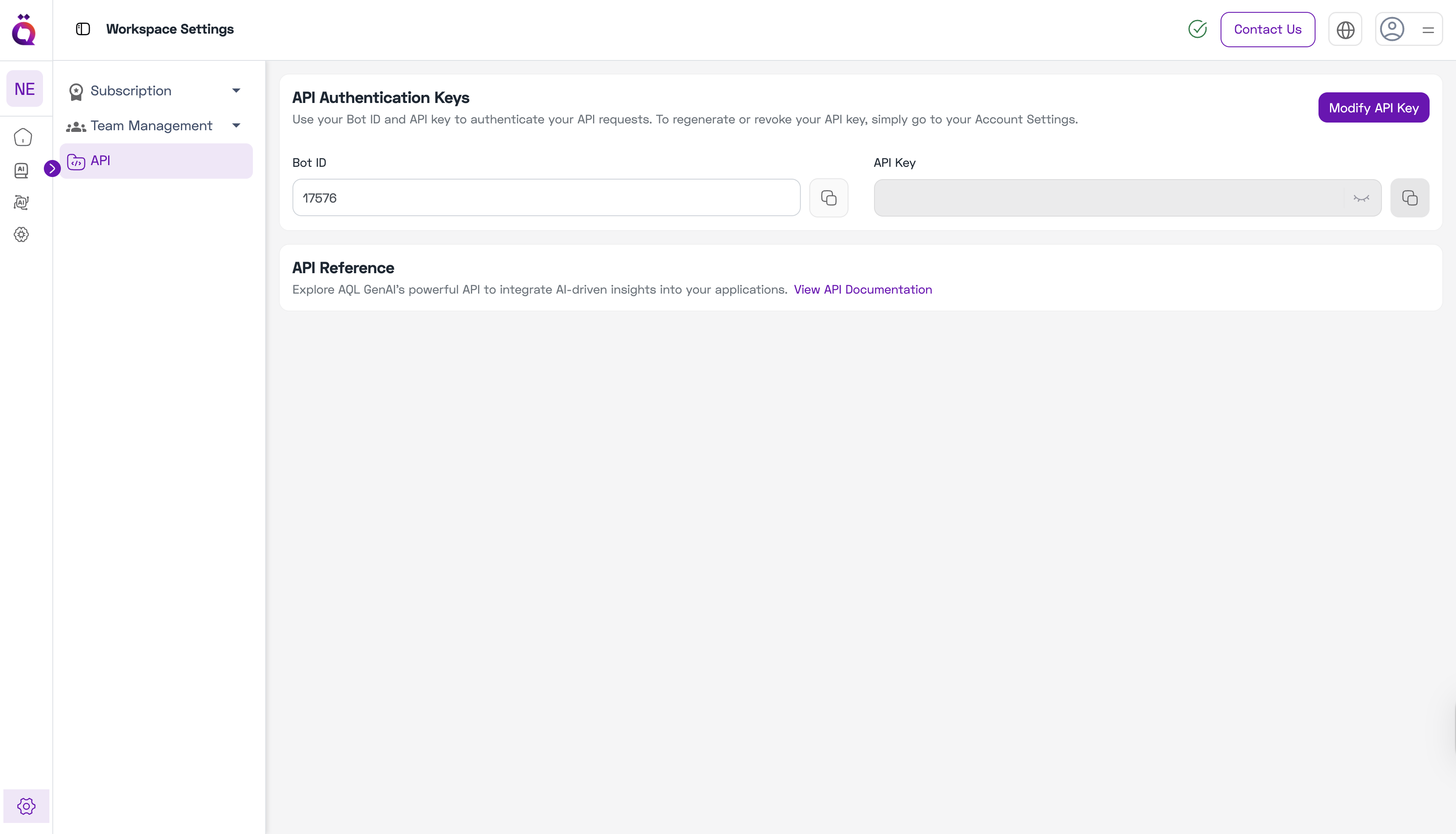 APIs Page - Before Generating API Key