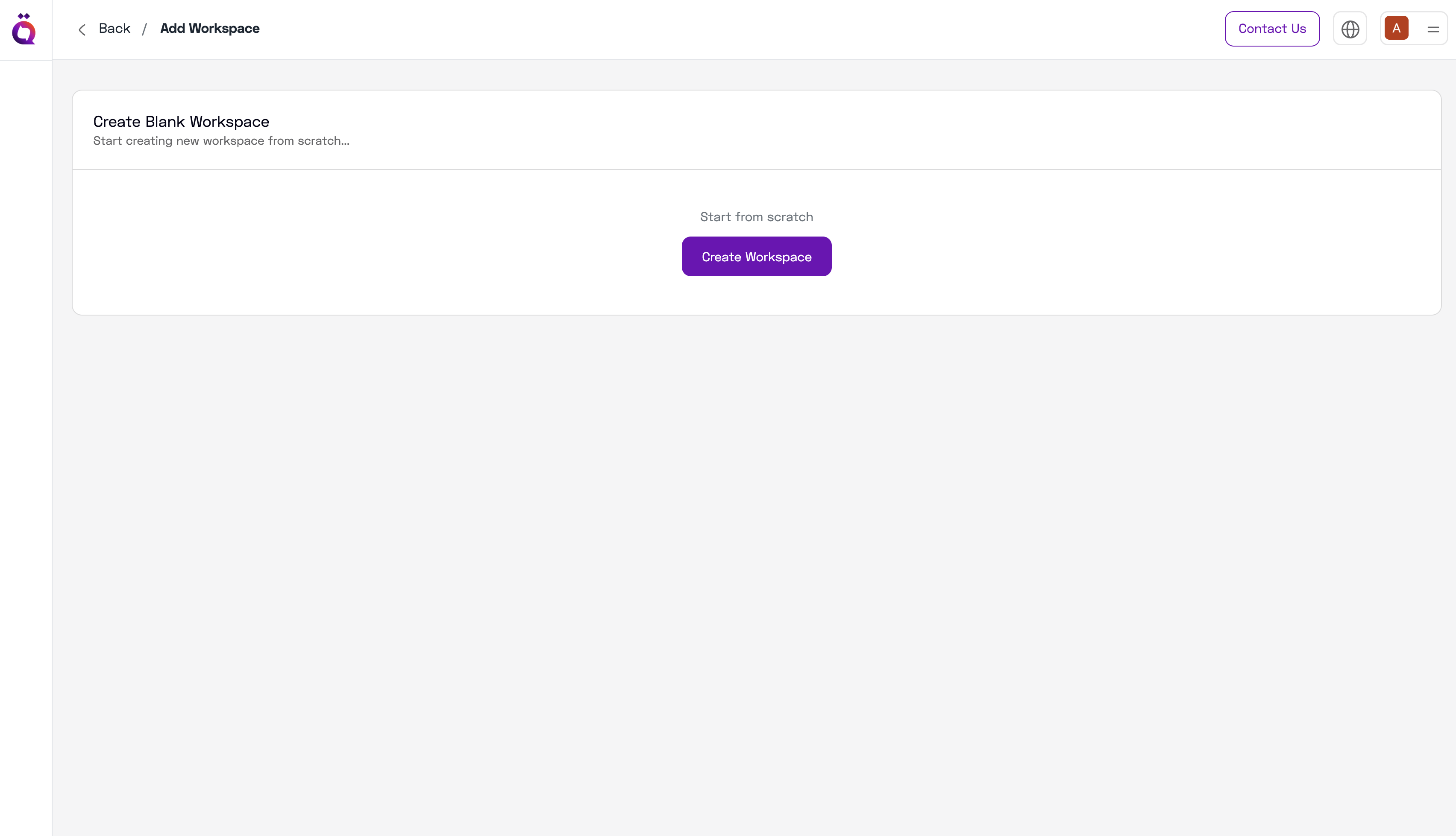 Create Workspace Screen