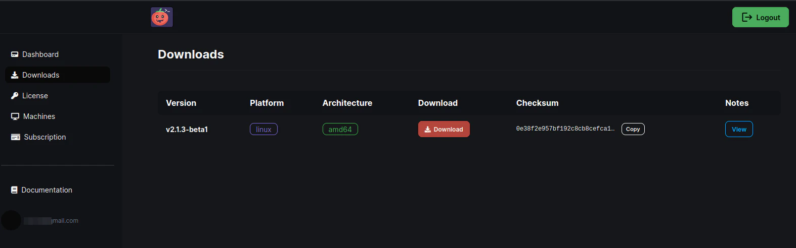 Download from dashboard