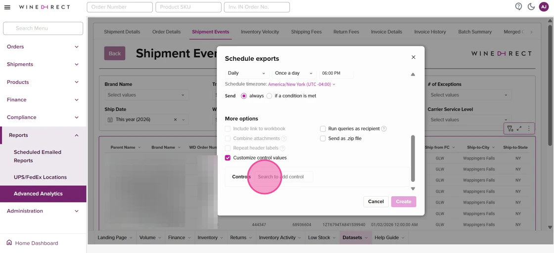Howto Schedule Wine Direct Analytics Reports Step10