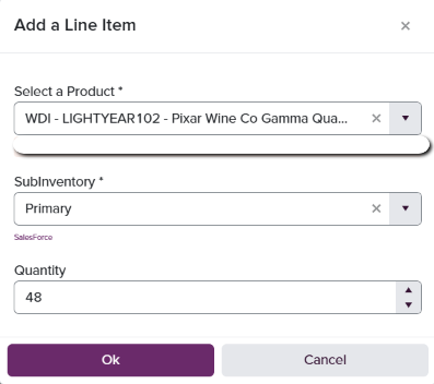 IN Request Add Line Item