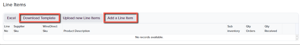 IN Request Line Items