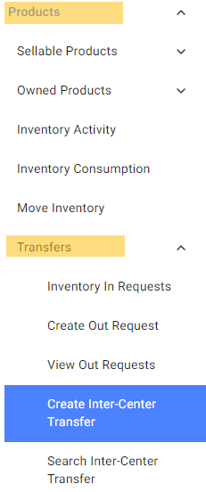 Inter-Center Transfer Navigation