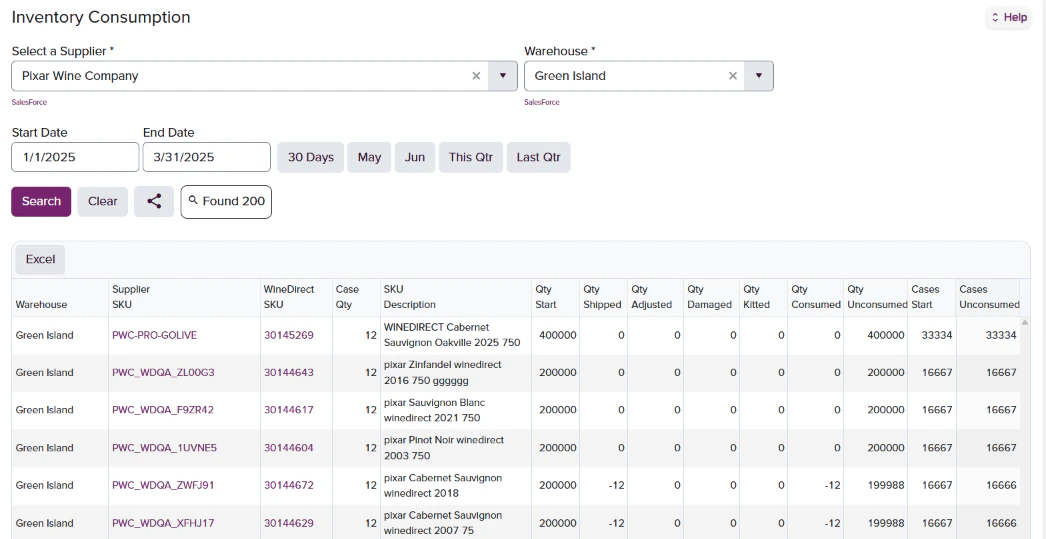 Inventory Consumption Report Interface