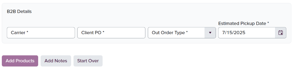 B2B Details Section