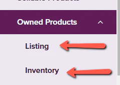 Owned Products Menu Interface