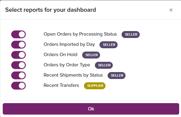 Dashboard Select Reports