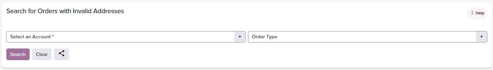 Search for Orders with Invalid Addresses interface