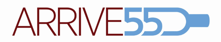 Arrive55 premium delivery service logo and branding