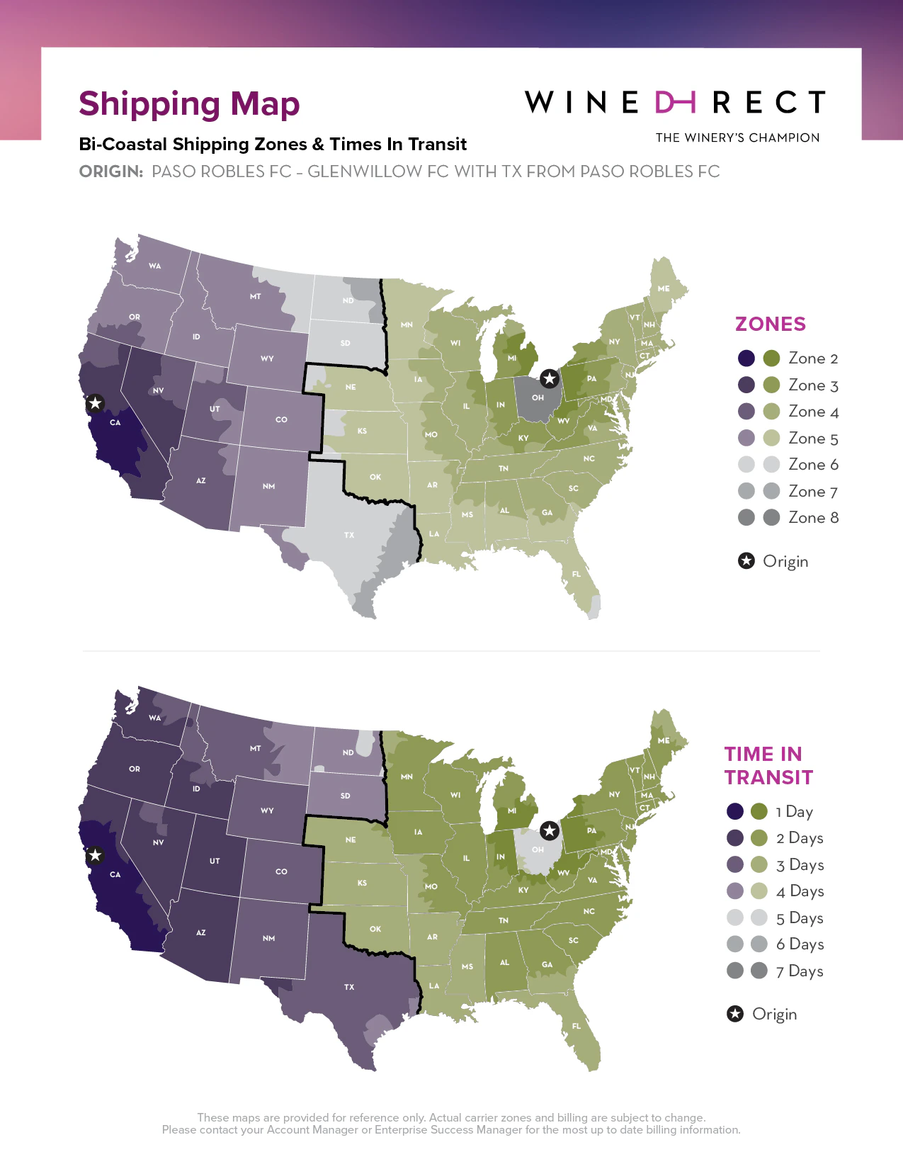 Bi-Coastal Shipping Map from PSO, CA