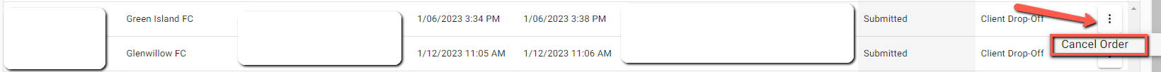 Cancel order from three-dot menu