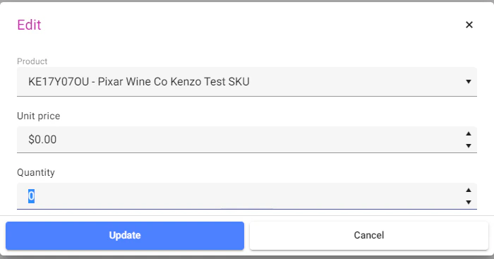 Setting quantity to 0 to remove line item from order