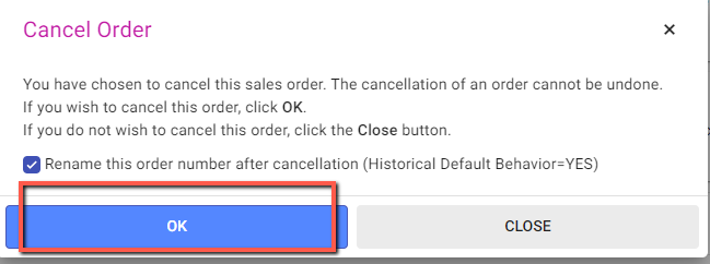 Final order cancellation confirmation