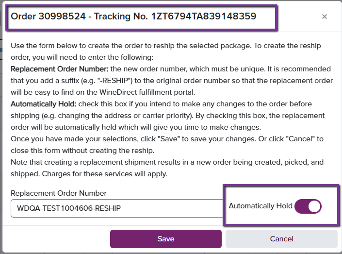 Shipping instruction hold queue