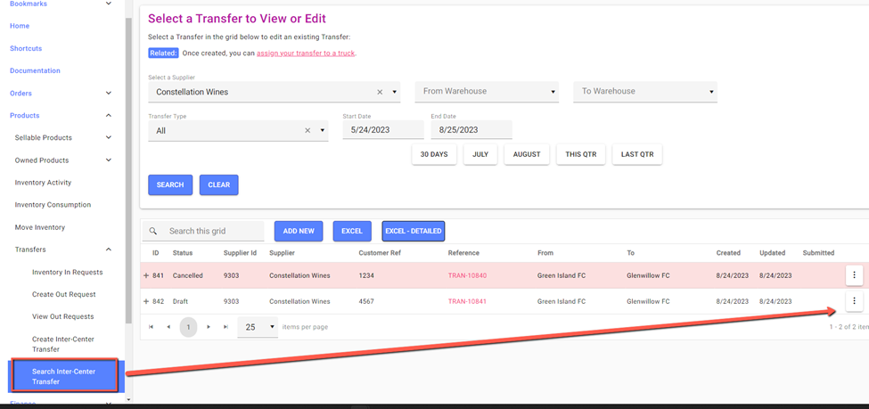 Search Inter-Center Transfer