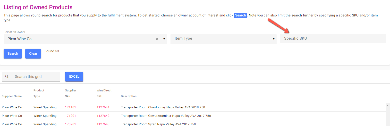 SKU Search Interface