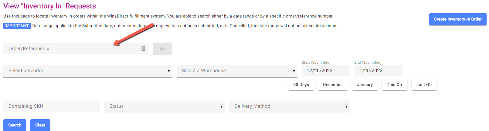 View Inventory In Requests interface