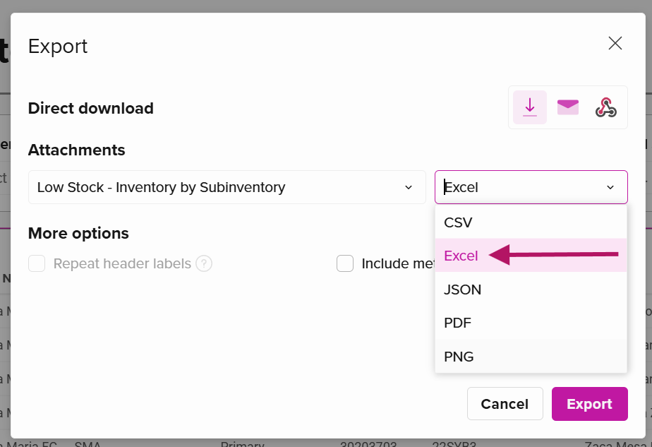 Lowinventory Exportexcel Pn