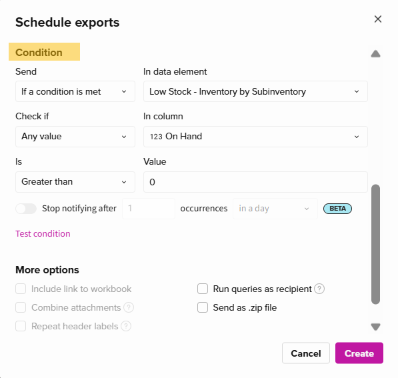 Condition Lowinventory Pn