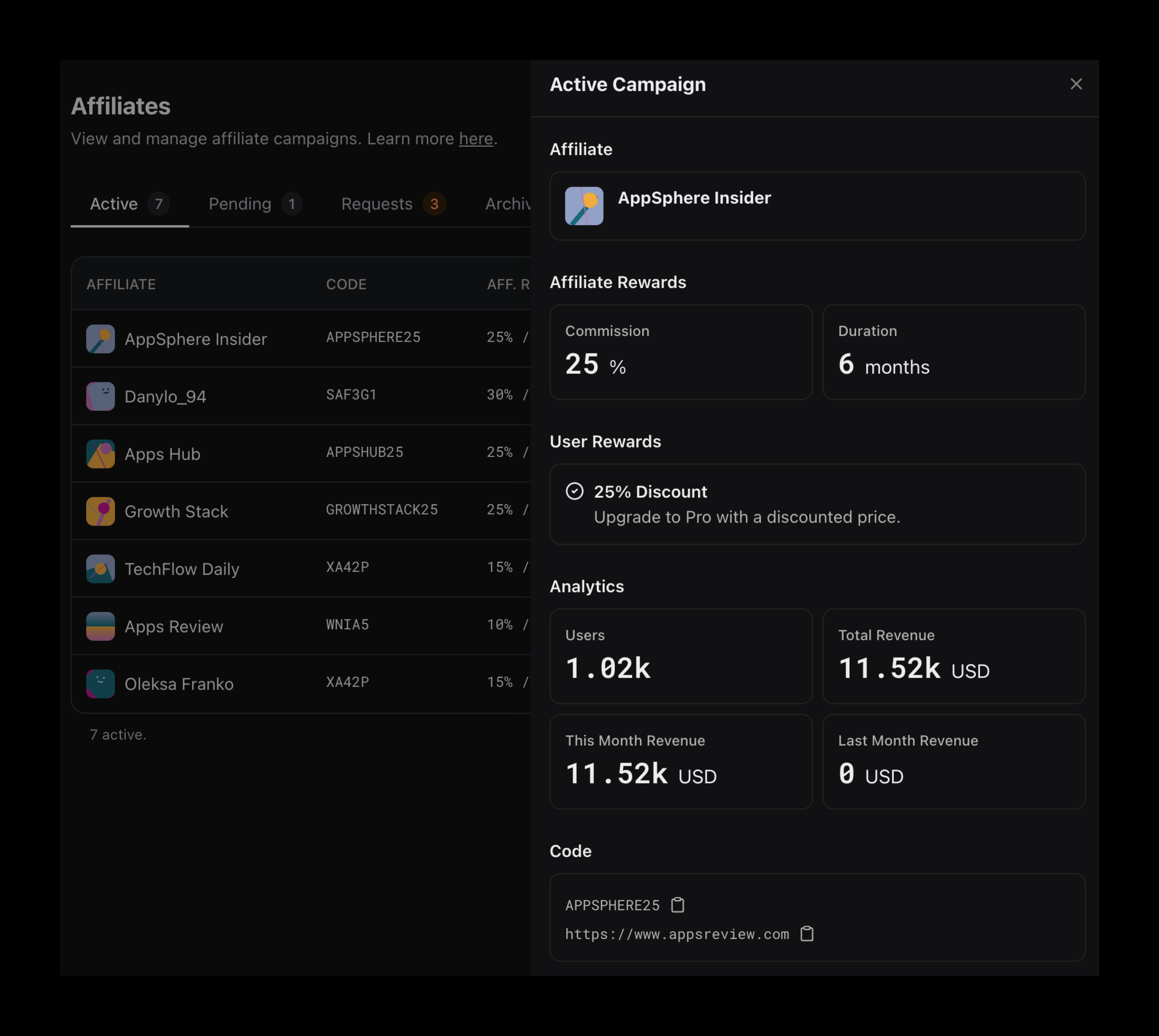 Affiliates Active Preview