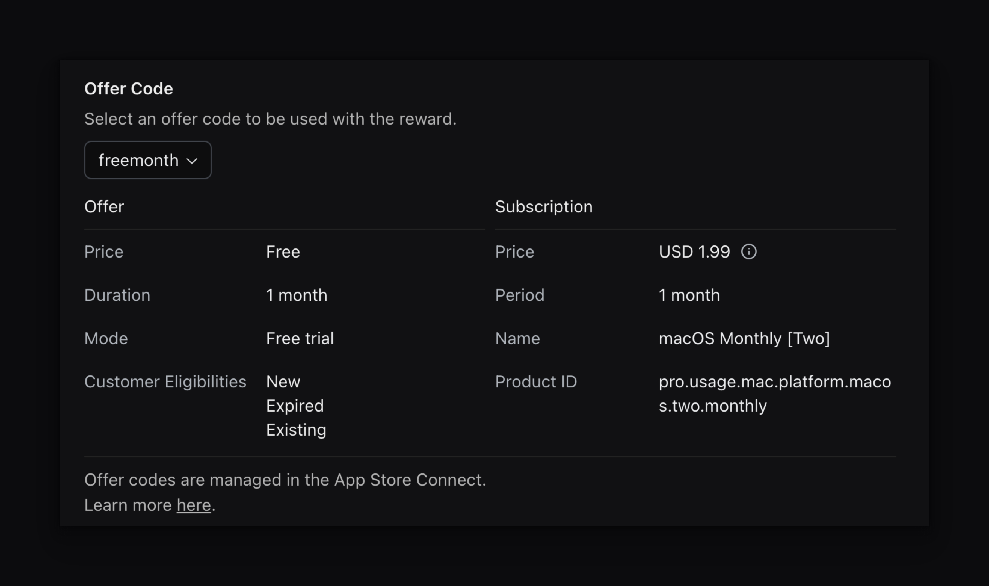 Reward Offer Code