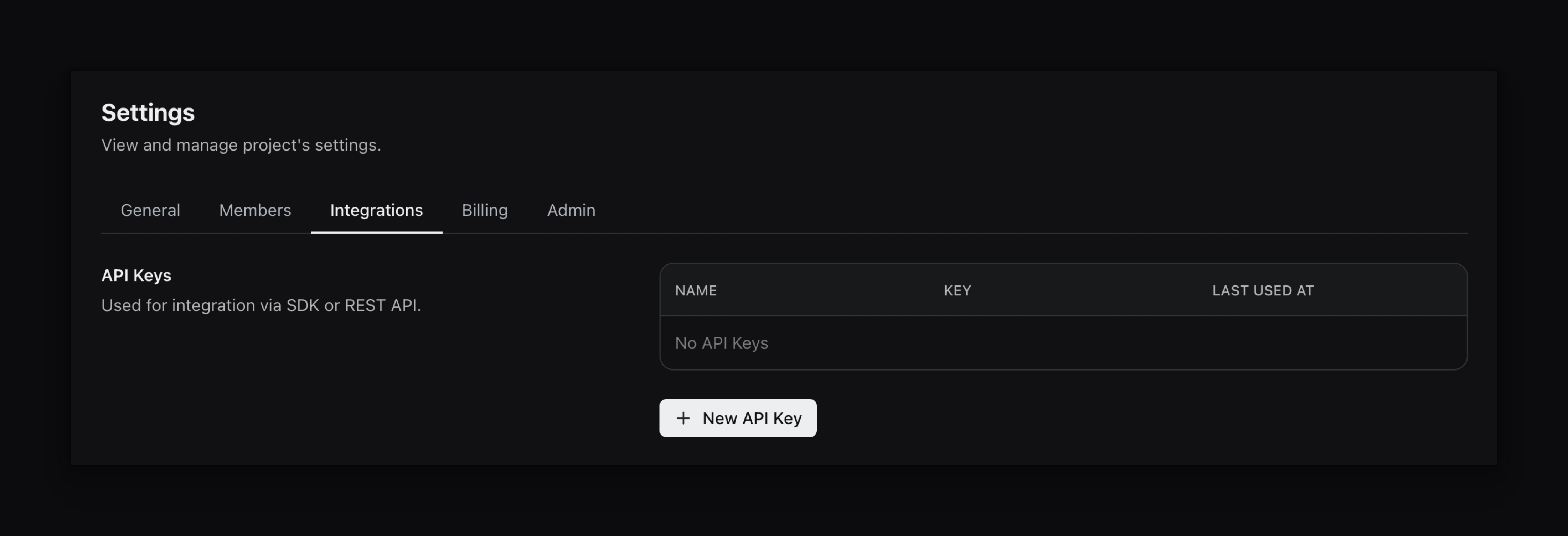 No api keys