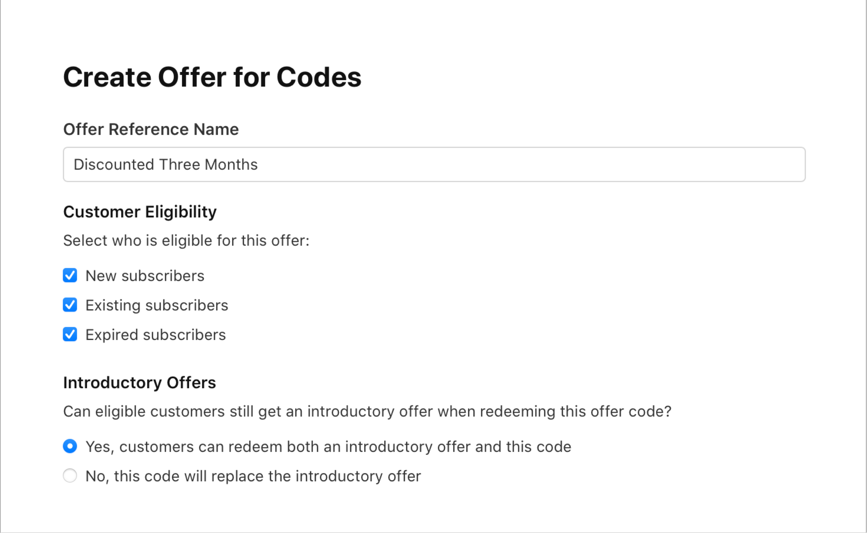 Create Offer Code