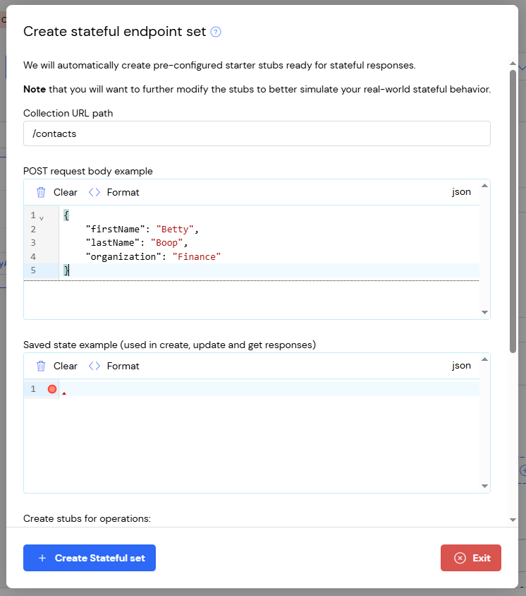Stateful set request body