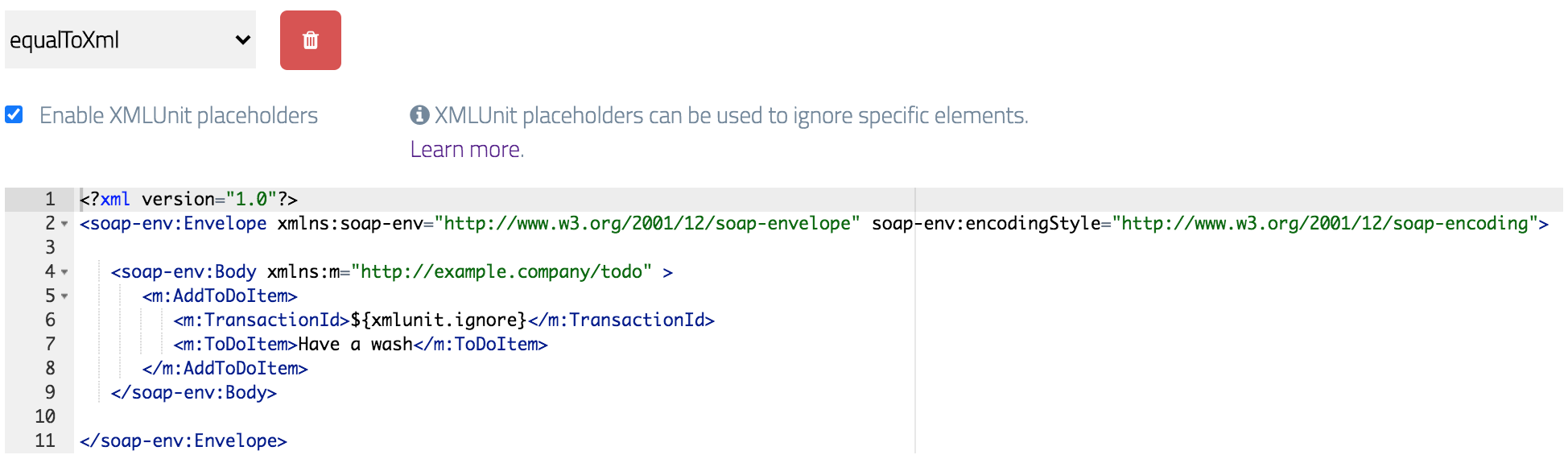 SOAP request XML with placeholders
