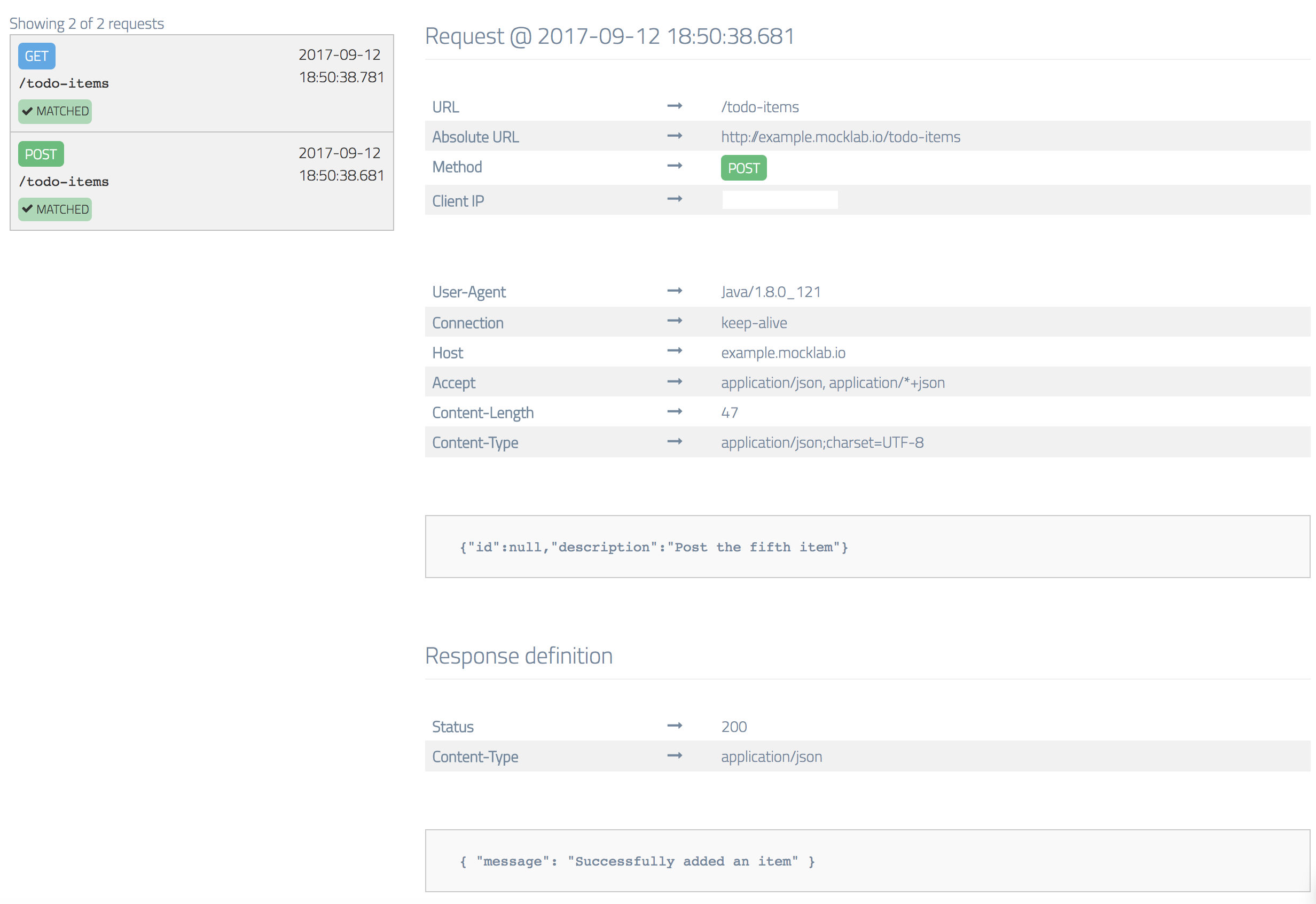 To do post request log