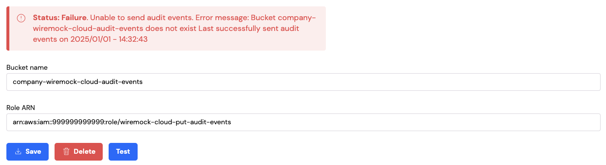 Failure to send audit events