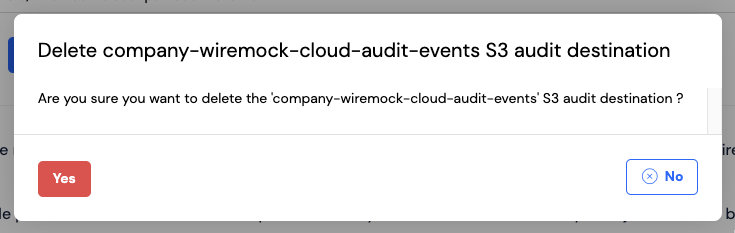 Delete S3 audit event destination confirmation