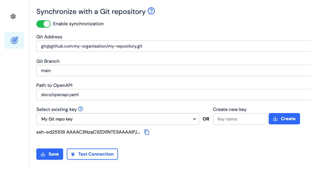 OpenAPI Git integration settings