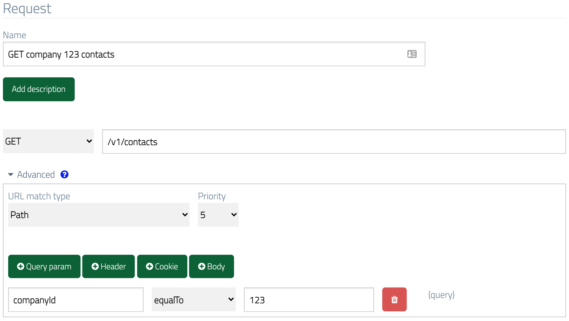 Query parameter matching