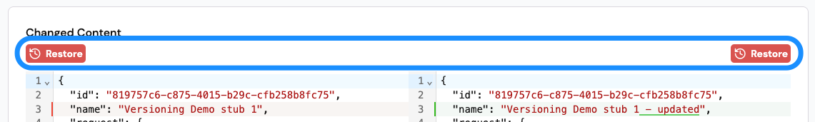 Versioning restore actions