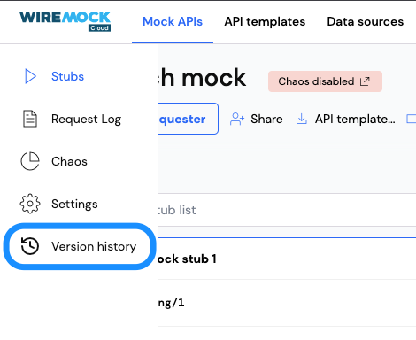 Versioning menu item