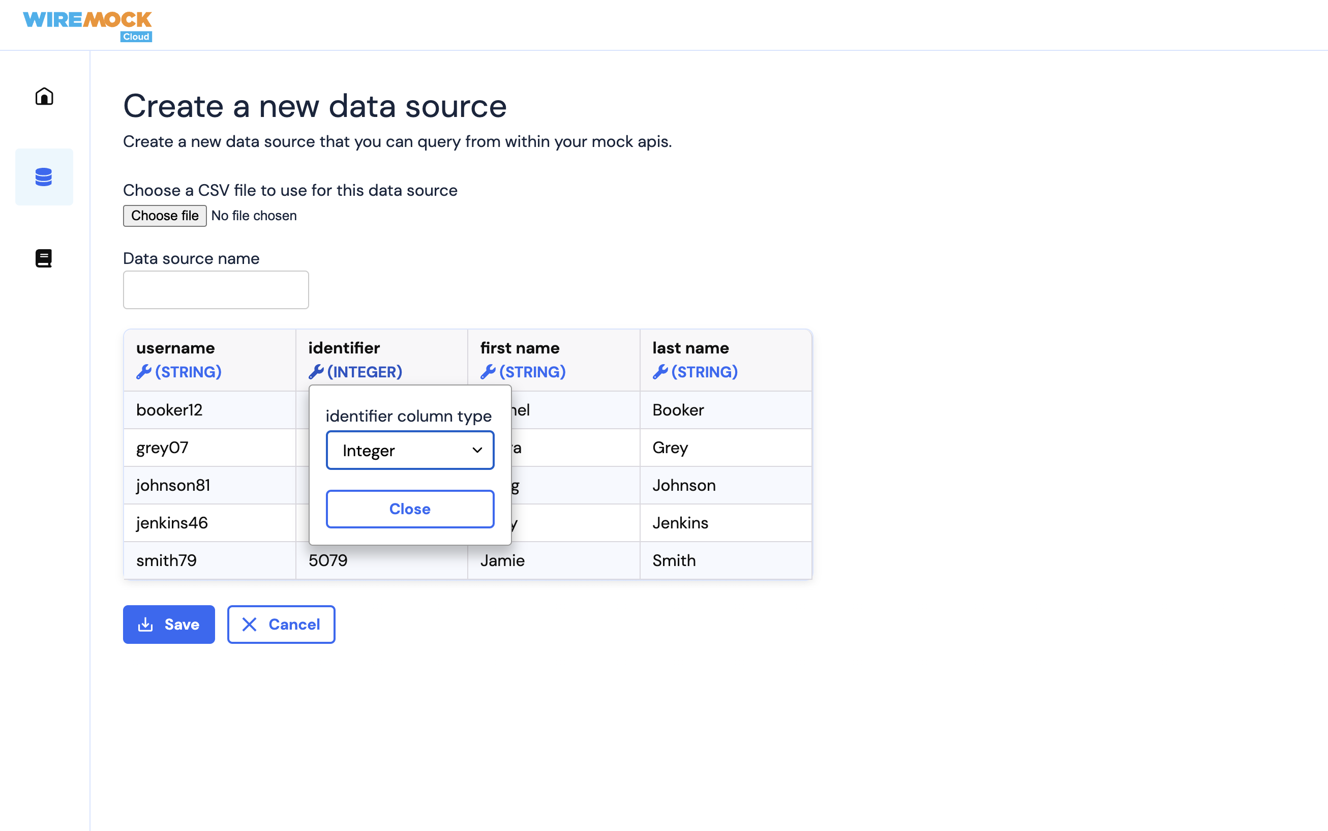 Data source column editting