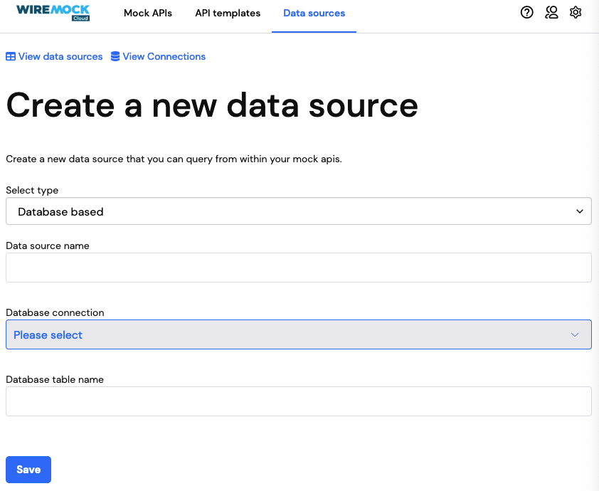 Create database data source