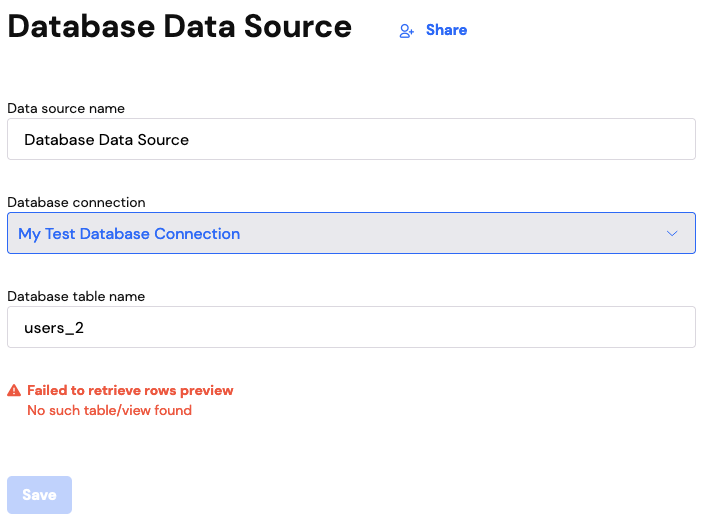 Edit database data source