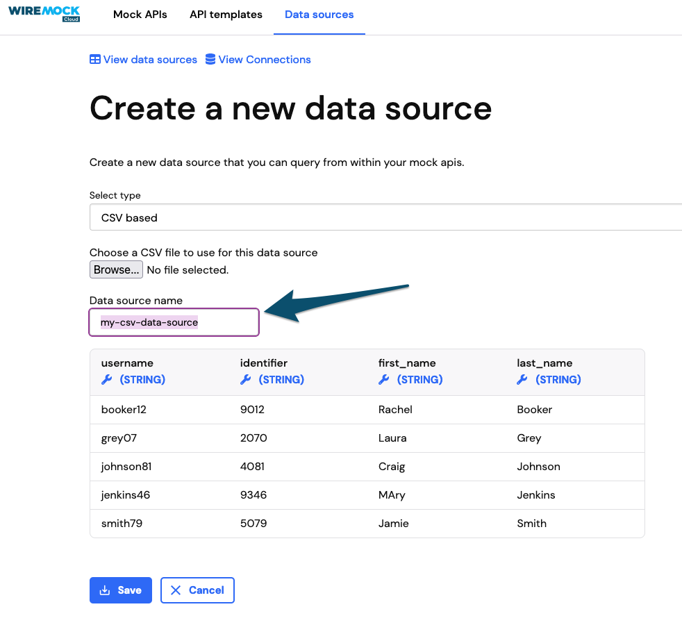 Add a name for the data source