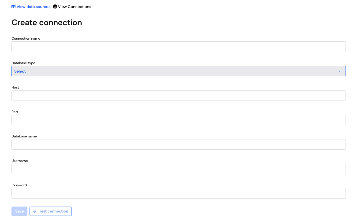Create database connection button