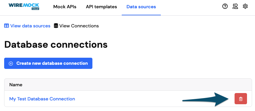 Delete a database connection Delete a database connection