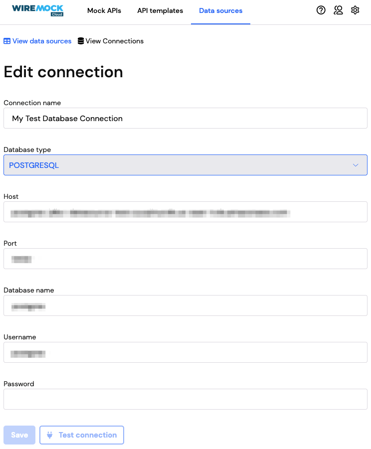 Edit database connection