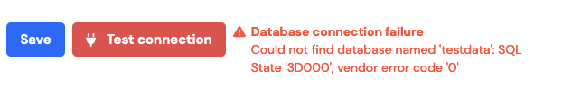 Database connection test connection unsuccessful