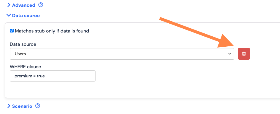 Stub Data Source Detach Button