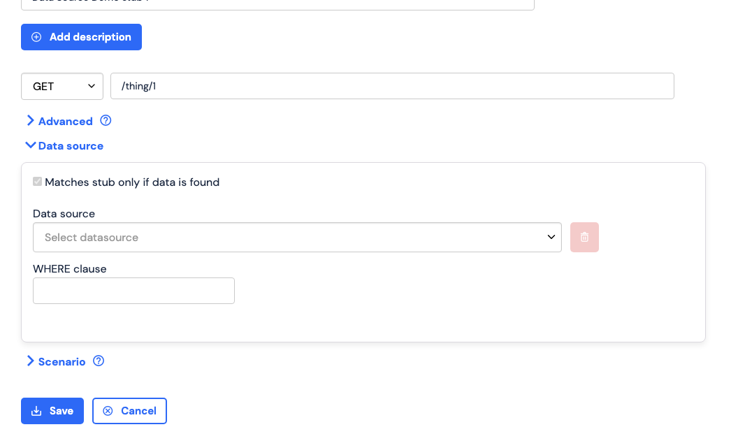 Stub Data Source Section