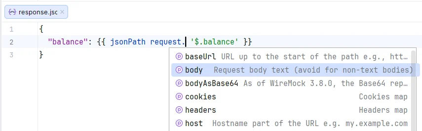 Handlebars completion for request model attributes